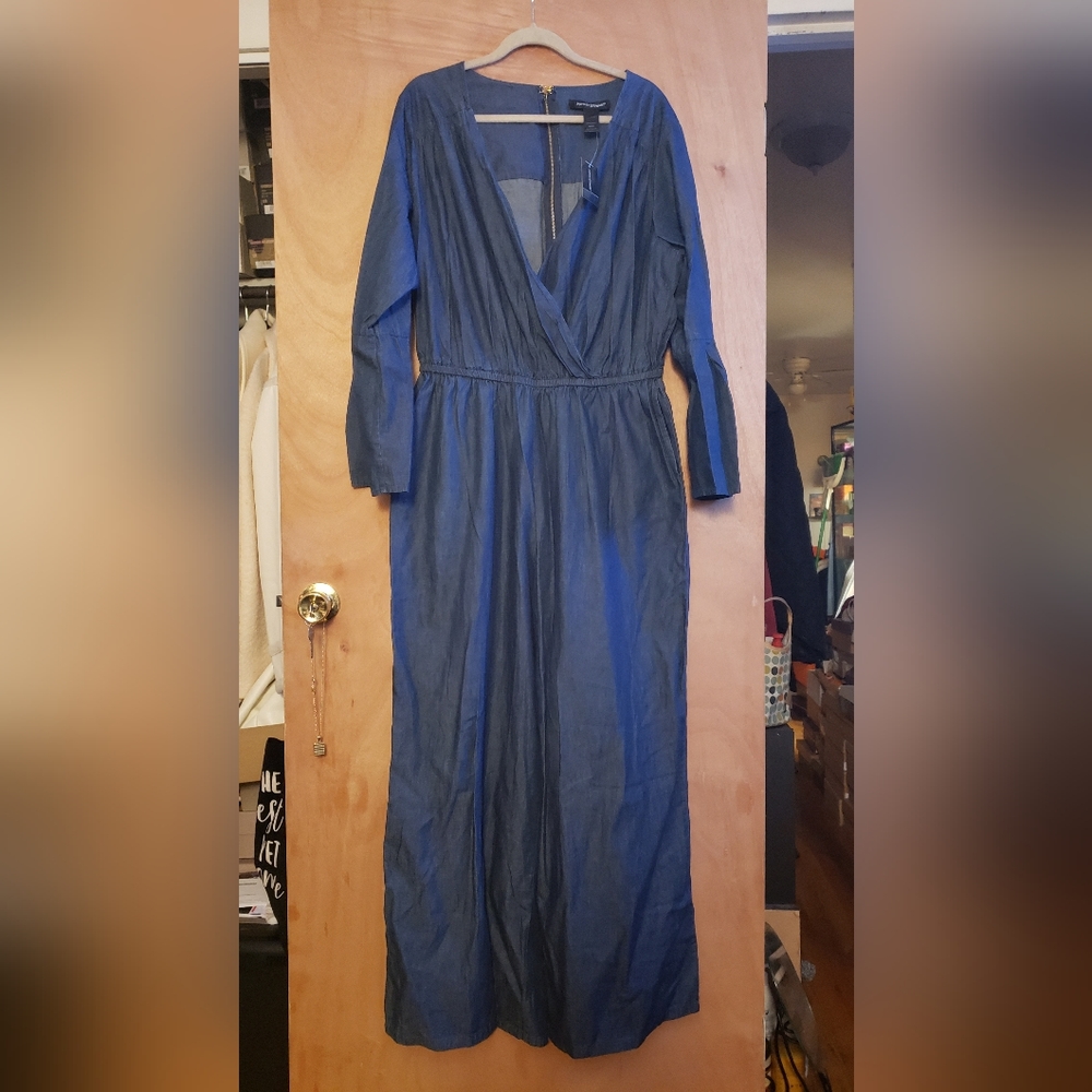 ASHLEY STEWART NEW 100% COTTON DENIM JUMPSUIT 18/20 TALL